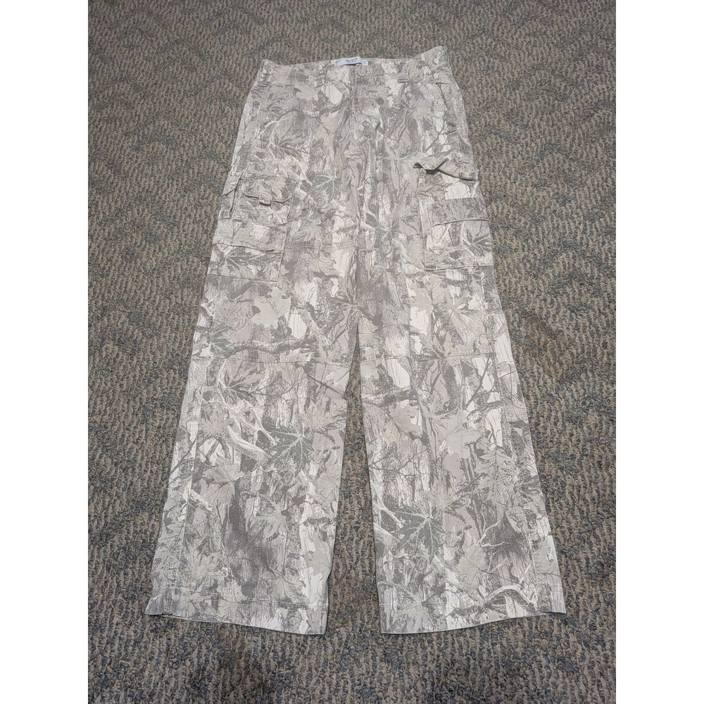 Hollister Super Baggy Cargo Pants Mens 34x34(31) Grey Tree Camo Wide Leg Cotton